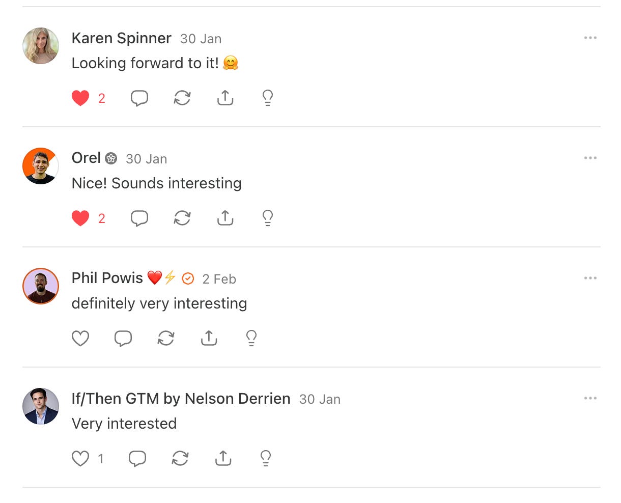 Social engagement feedback showing readers following along