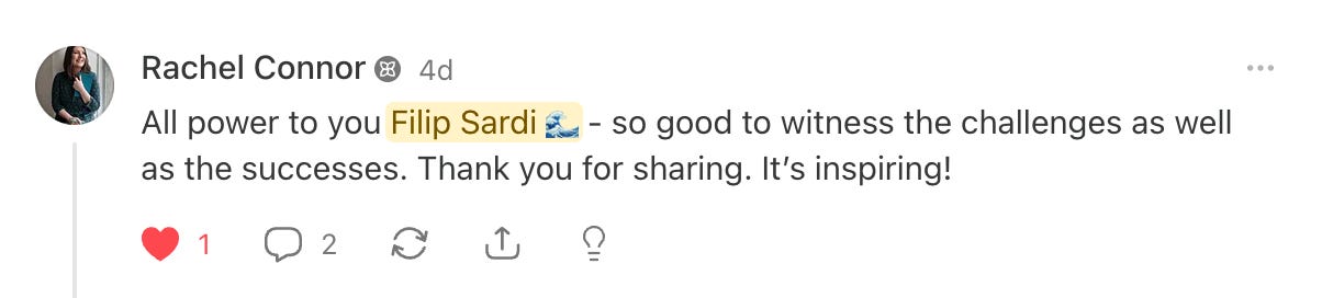 Snippet of feedback received during the sprint