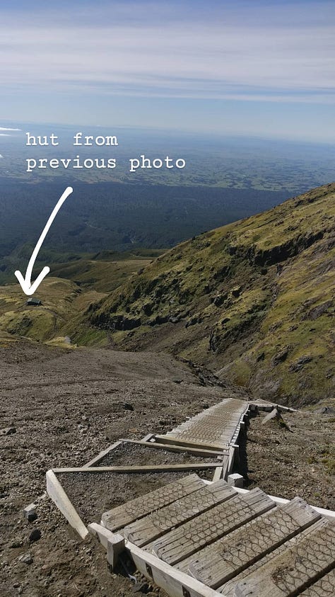 Climbing the volcanic scree