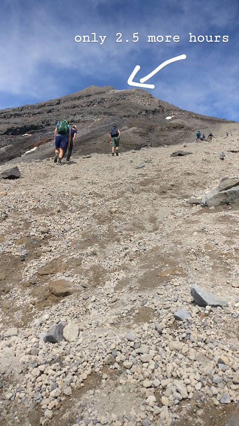 Mid-climb pause on Mt. Taranaki