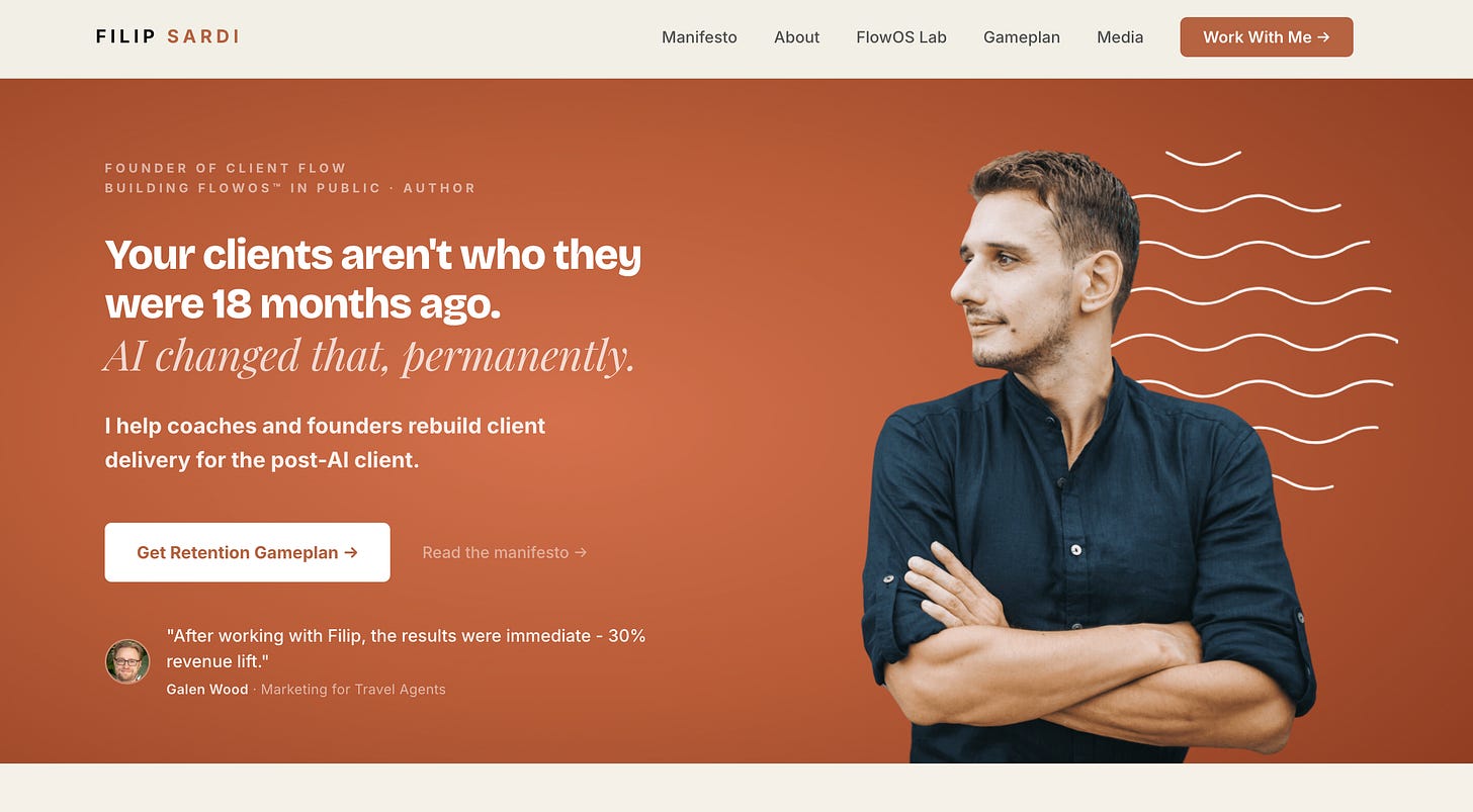 The rebuilt filipsardi.com personal branding website - first time in 15 years Filip is 100% happy with it