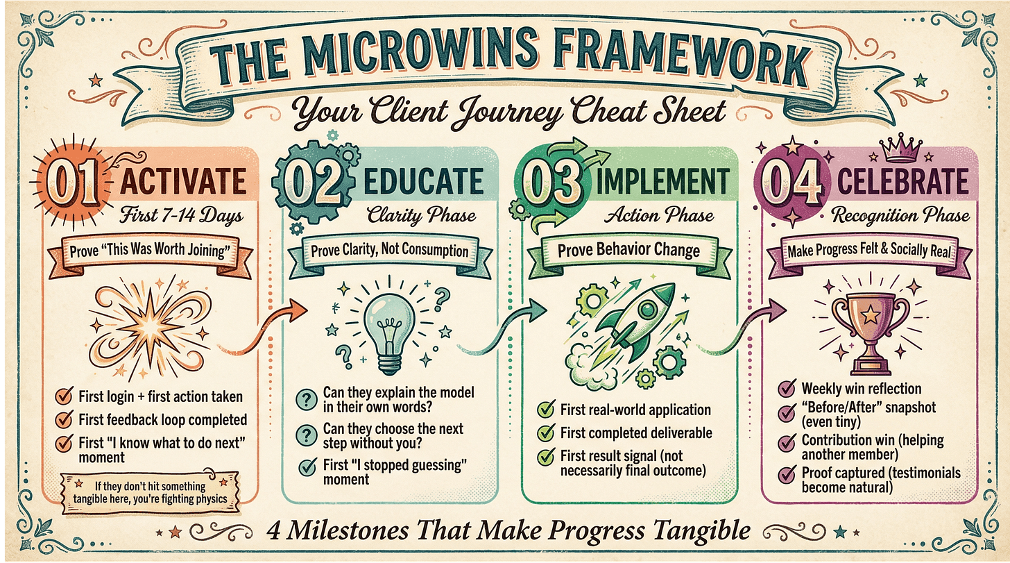 The MicroWins Framework - four milestones that make client progress impossible to miss.